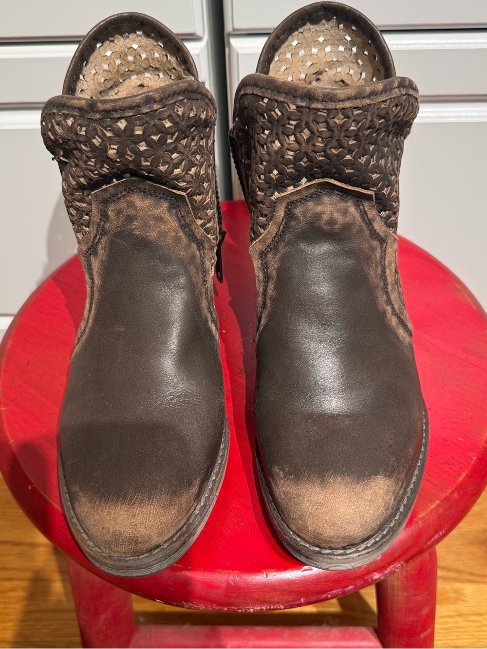 Women's Circle G by Corral Brown Leather Cutout Ankle Boot 8.5 - Picture 5 of 12